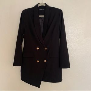 Black Gold Button Blazer Dress